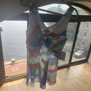 NWT EMILIO PUCCI Knotted printed silk crepe de chi